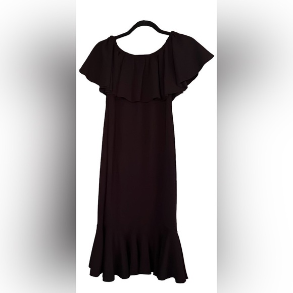 LULAROE Black Ruffle-Sleeved Midlength Textured Dress, Size S, EUC - Picture 6 of 6